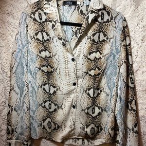 Snake skin print button up blouse